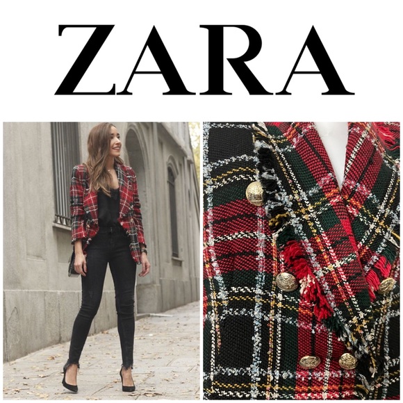 Zara Jackets & Blazers - Zara checkered Blazer with gold double breasted buttons
